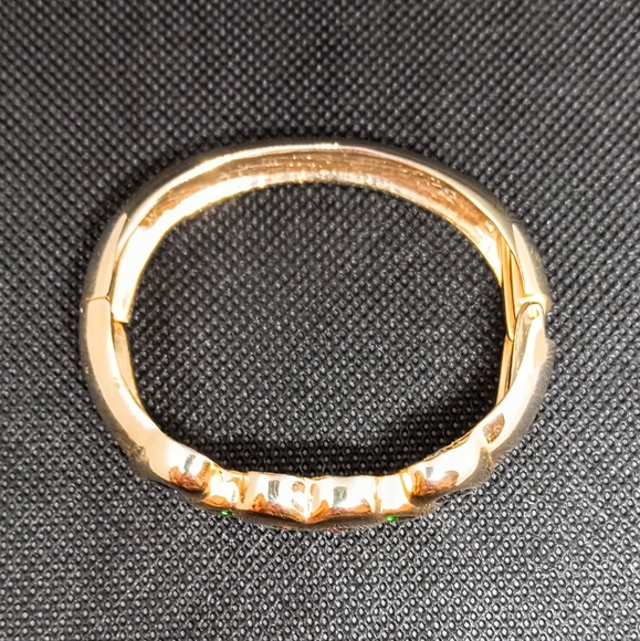 Red, Blue, & Green Jewel Tone Enameled Heart Shaped Gold Tone Fashion Bracelet - Picture 3 of 7